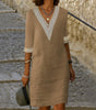 Mid-Length Cotton and Linen Dress for Women | Ideal for Summer