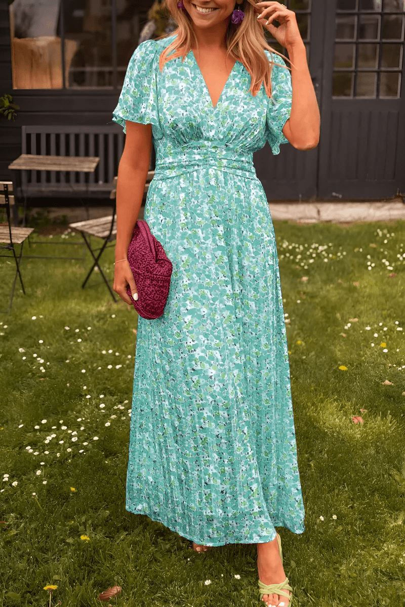 Robe Longue à Imprimé Fleuri et Taille Marquée pour Femme | Idéale pour l'Été - Emilia Lane