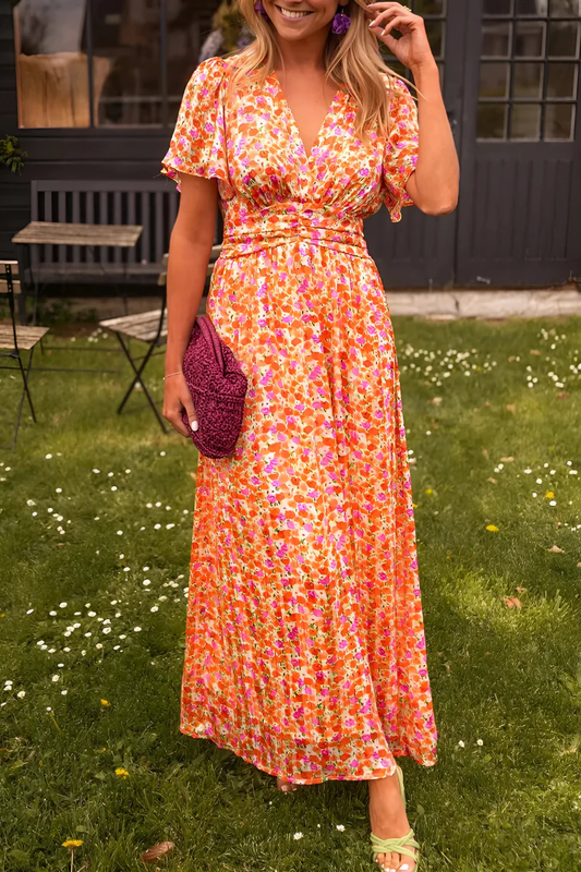Robe Longue à Imprimé Fleuri et Taille Marquée pour Femme | Idéale pour l'Été - Emilia Lane