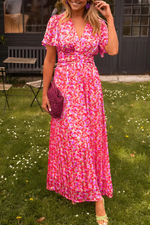 Robe Longue à Imprimé Fleuri et Taille Marquée pour Femme | Idéale pour l'Été - Emilia Lane