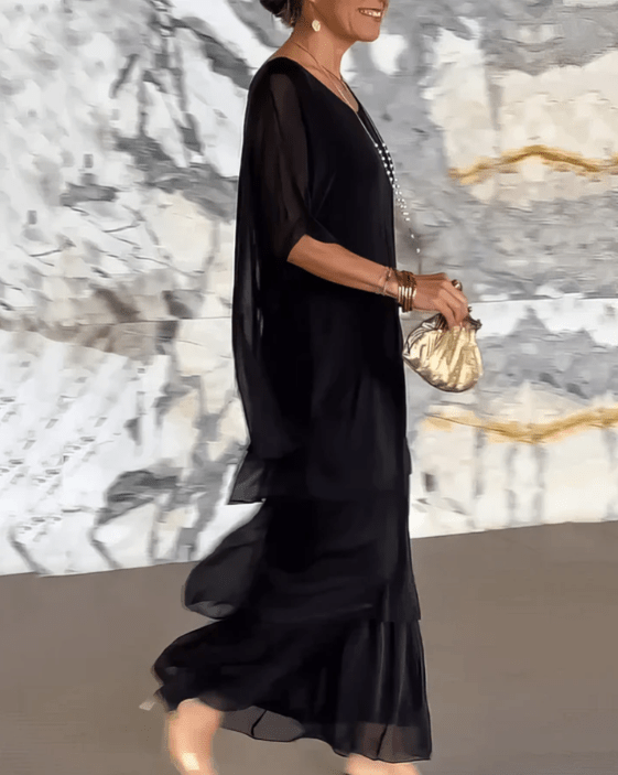 Robe Longue à Manches Chauve - Souris pour Femme | Idéale pour les Sorties - Emilia Lane