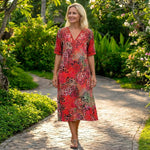 Robe Longue à Manches Courtes et Encolure en V pour Femme | Idéale pour l'Été - Emilia Lane