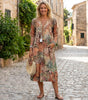 Robe Longue à Manches Courtes et Encolure en V pour Femme | Idéale pour l'Été - Emilia Lane