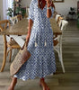 Robe longue à motifs à col V pour femmes - Emilia Lane