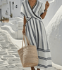 Robe Longue avec Encolure en V et Manches Courtes pour Femmes - Emilia Lane