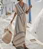 Robe Longue avec Encolure en V et Manches Courtes pour Femmes - Emilia Lane