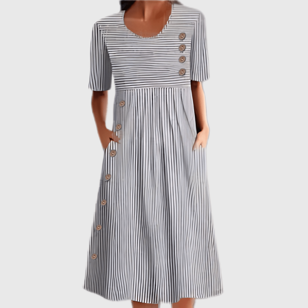 Robe longue boutonnée avec poches pour femmes - Emilia Lane