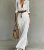 Long Cotton Belted Dress for Women