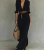 Long Cotton Belted Dress for Women