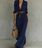 Long Cotton Belted Dress for Women