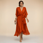 Robe Longue en Chiffon à Manches Évasées pour Femmes - Emilia Lane