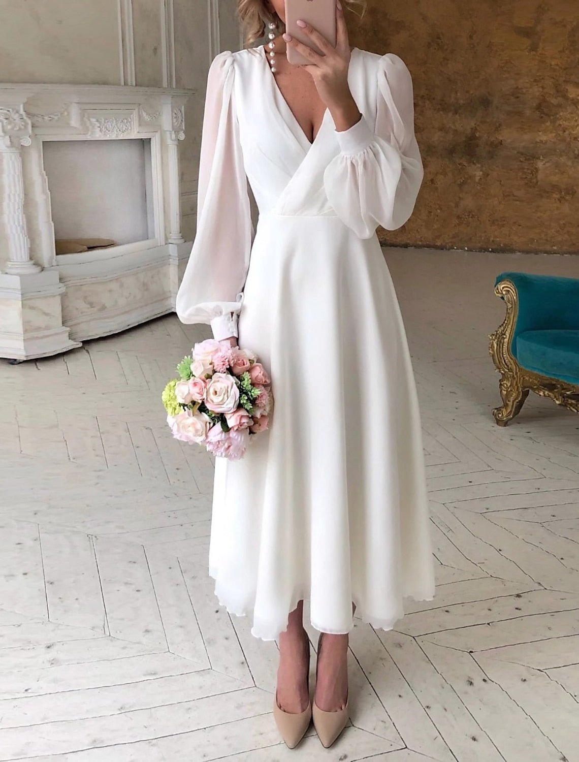Robe Longue Évasée à Manches Longues pour Femme | Idéale pour les Sorties - Emilia Lane