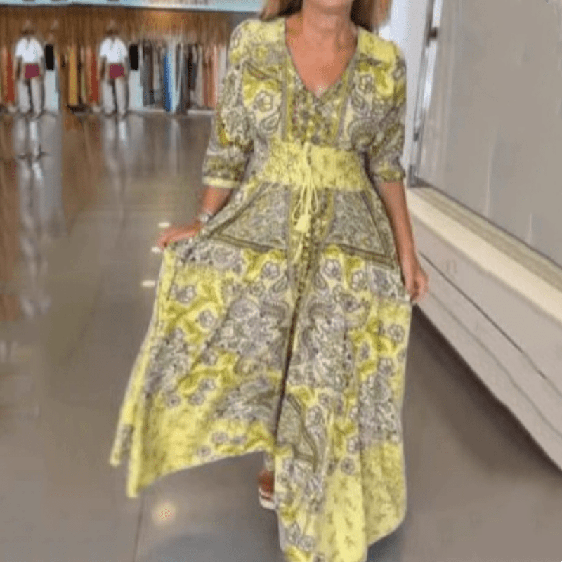 Robe Longue Imprimée à Cordon pour Femmes - Emilia Lane