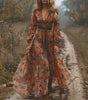 Robe longue imprimée à manches longues pour femmes - Emilia Lane