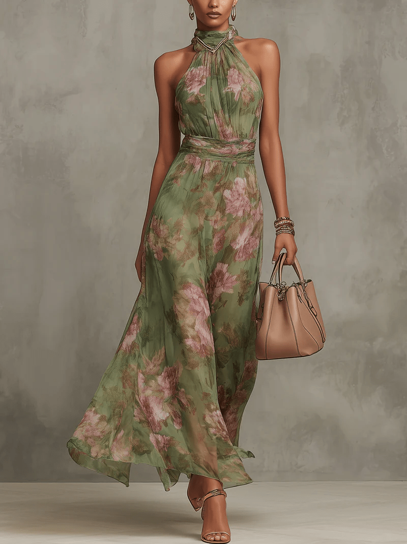 Floral Printed Long Dress for Women
