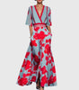 Robe longue plissée imprimée à col en V pour femmes - Emilia Lane