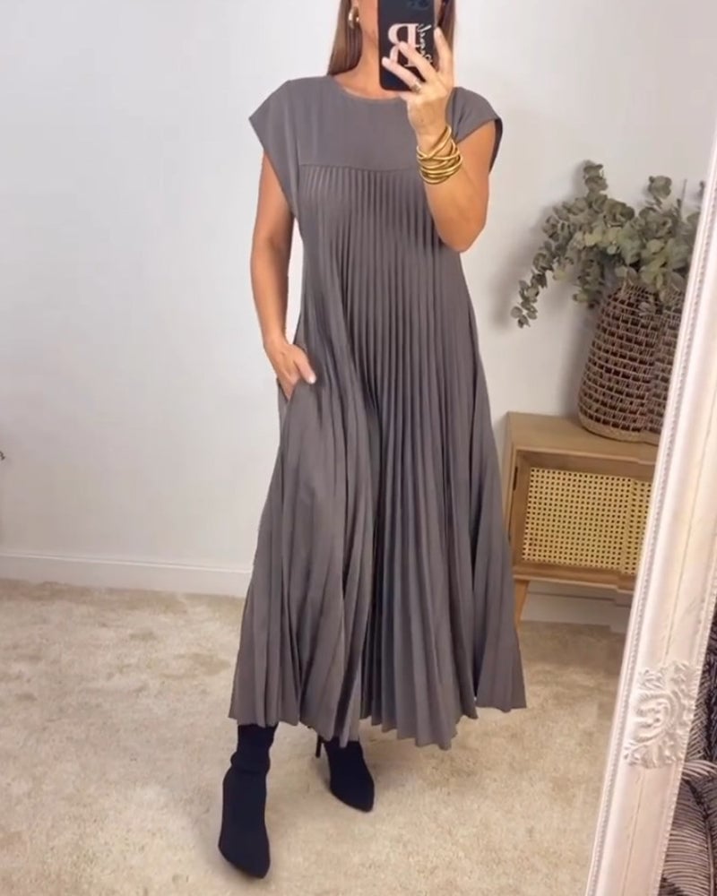 Robe Longue Plissée sans Manches pour Femme | Idéale pour le Quotidien - Emilia Lane