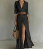 Long Linen Dress with Lapel Collar for Women | Ideal for Spring