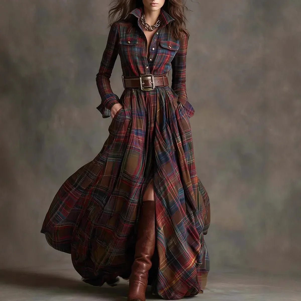 Robe Maxi à Carreaux pour Femmes - Emilia Lane