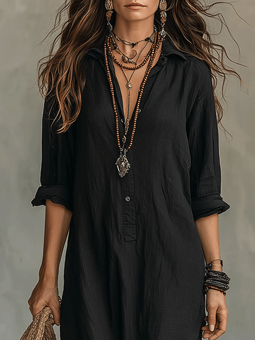 Robe Maxi à Col Chemise pour Femmes - Emilia Lane