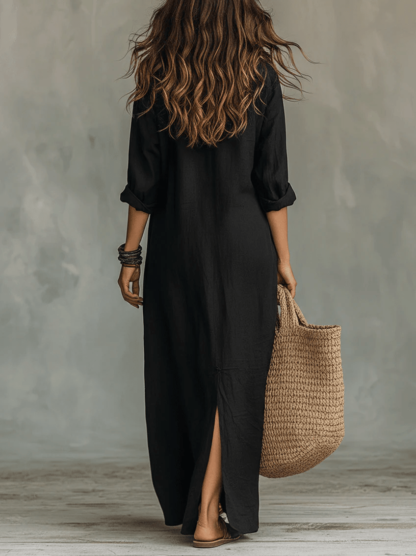 Robe Maxi à Col Chemise pour Femmes - Emilia Lane