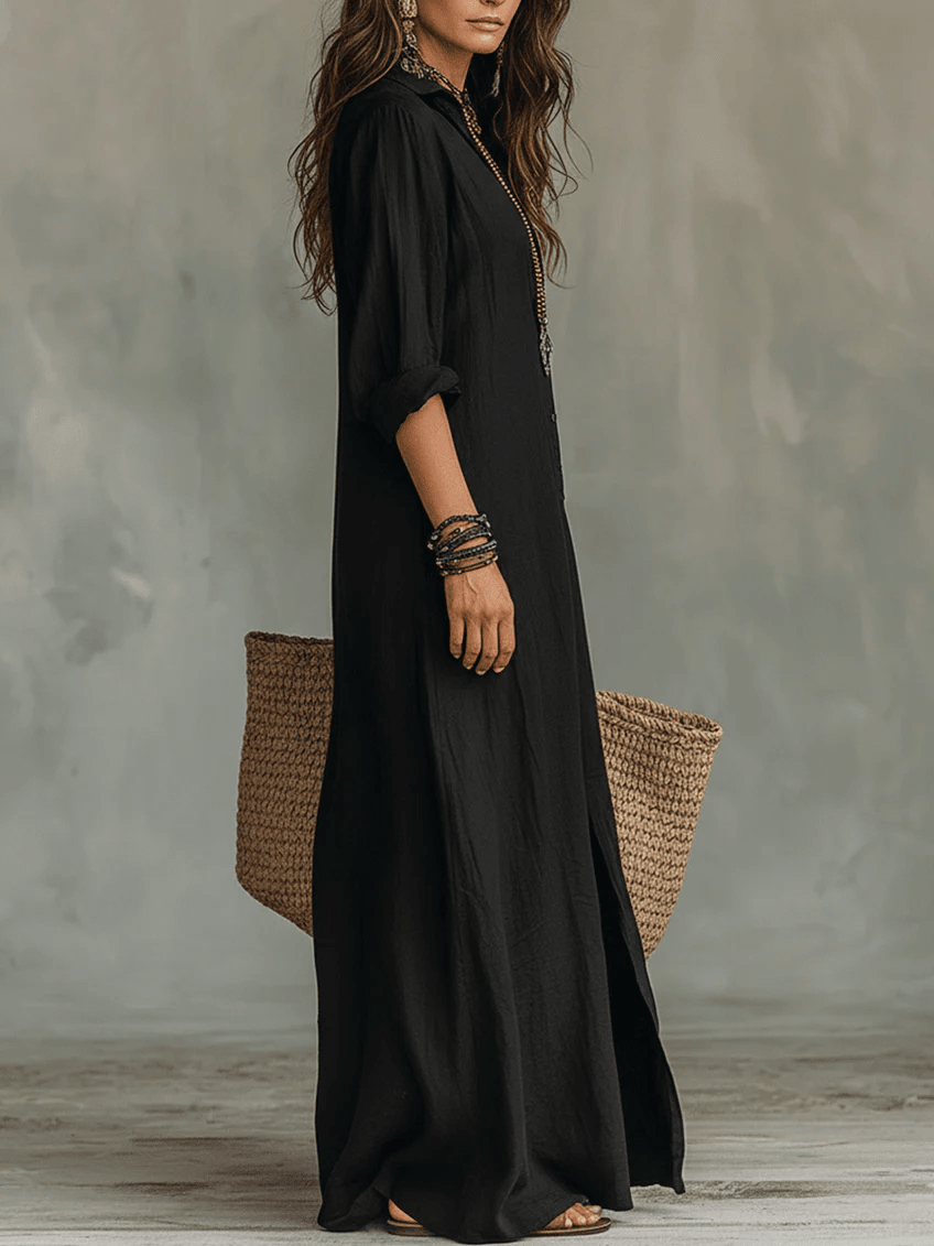 Robe Maxi à Col Chemise pour Femmes - Emilia Lane