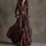 Robe Maxi Longue à Carreaux Vintage pour Femmes - Emilia Lane