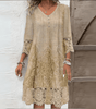 Robe Mi - Longue à Col V en Dentelle pour Femmes - Emilia Lane