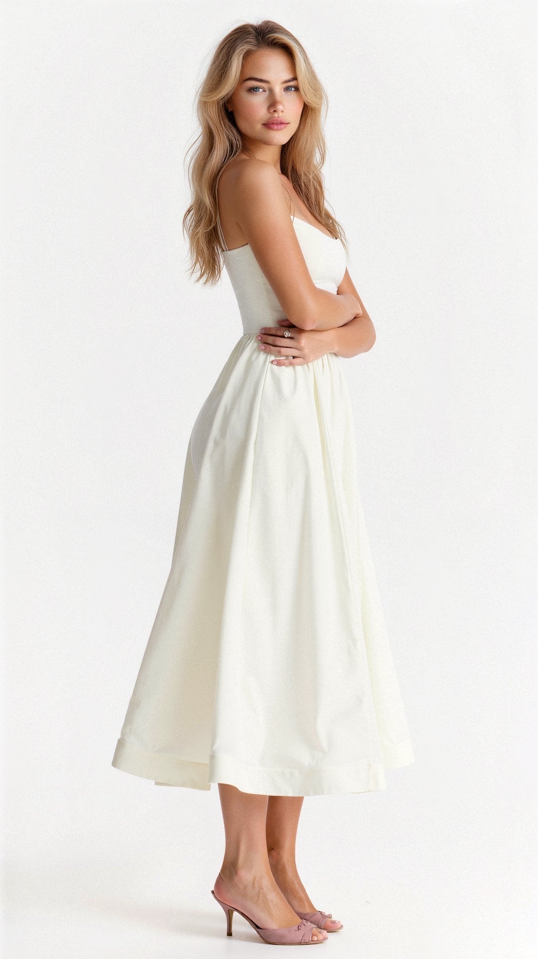 Robe Midi à Encolure Ascot et Coupe Évasée pour Femme | Idéale pour l'Été - Emilia Lane