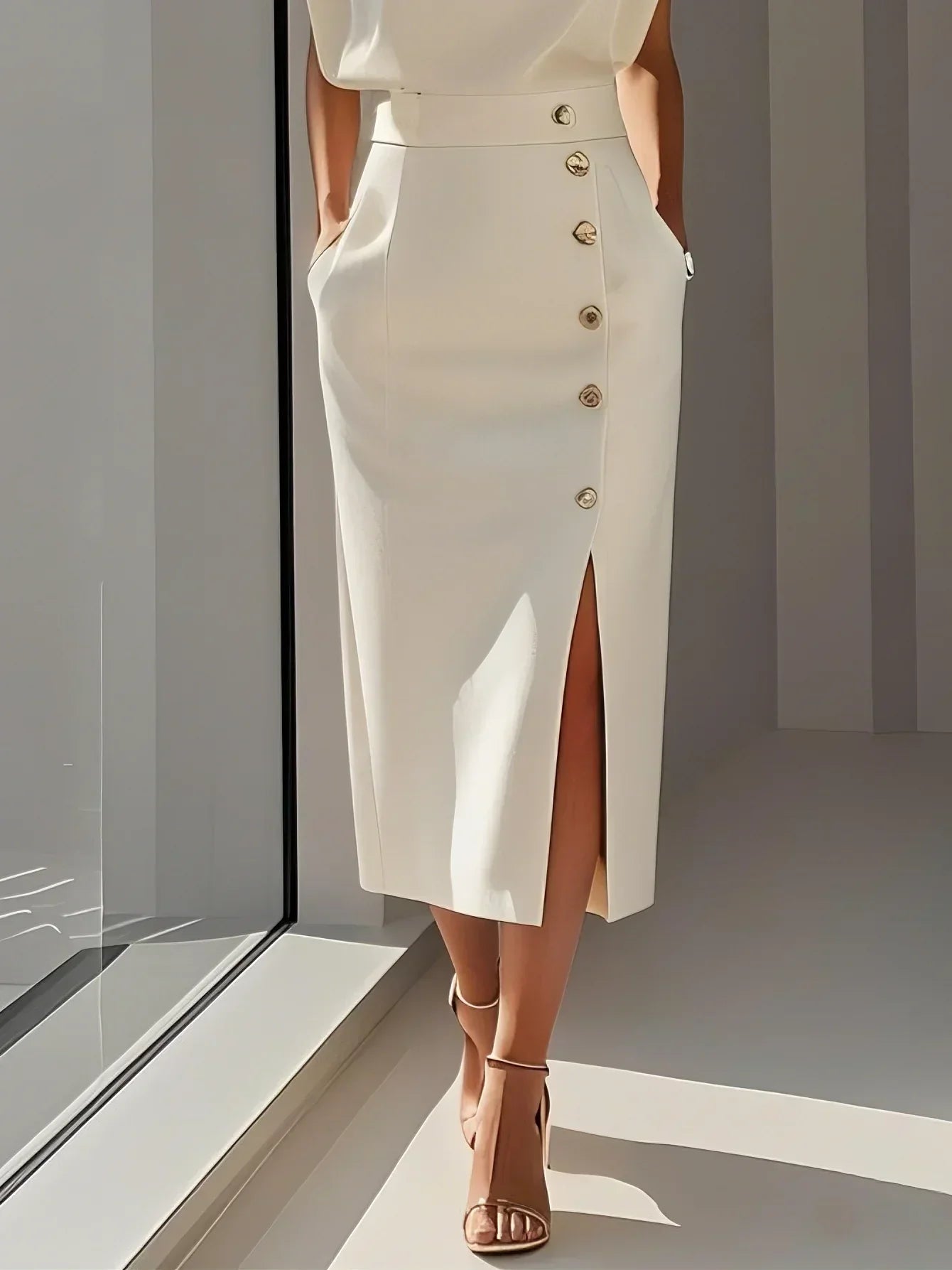 Robe Midi à Encolure Ronde pour Femmes - Emilia Lane