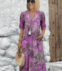 Robe Midi à Fleurs avec Manches Courtes pour Femme - Emilia Lane
