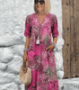 Robe Midi à Fleurs avec Manches Courtes pour Femme - Emilia Lane