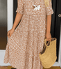 Robe Midi À Manches Évasées À Pois Beige - Emilia Lane