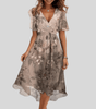 Robe Midi Évasée Col V pour Femmes - Emilia Lane