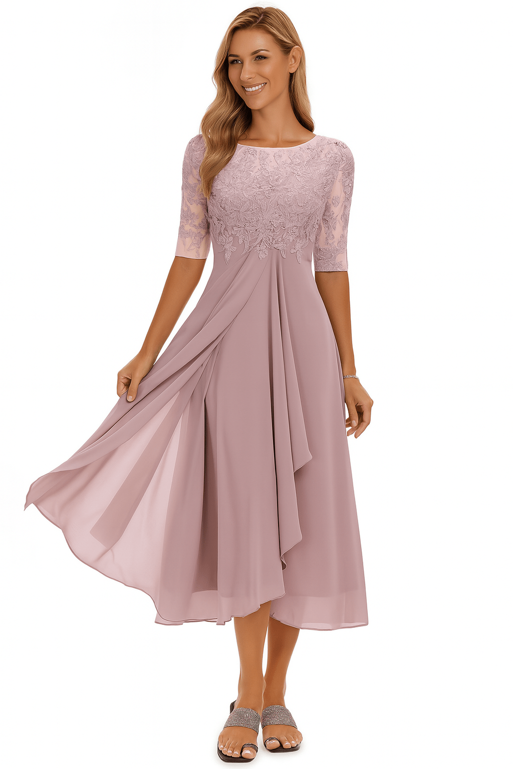 Robe Midi Évasée en Dentelle pour Femme | Idéale pour le Quotidien - Emilia Lane