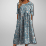 Robe Midi Imprimée à Col Rond pour Femmes - Emilia Lane