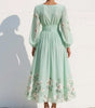 Robe Midi Plissée à Imprimé Floral et Encolure en V pour Femmes - Emilia Lane