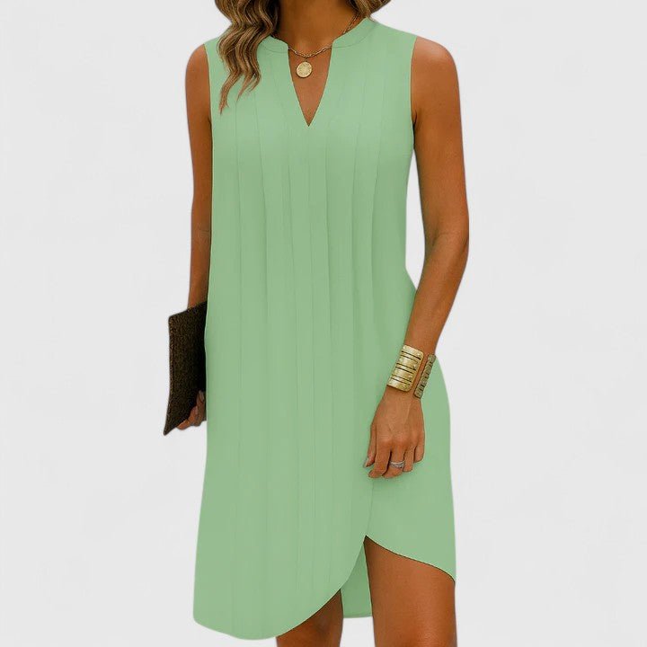 Robe midi sans manches à col en V pour femmes - Emilia Lane