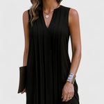 Robe midi sans manches à col en V pour femmes - Emilia Lane