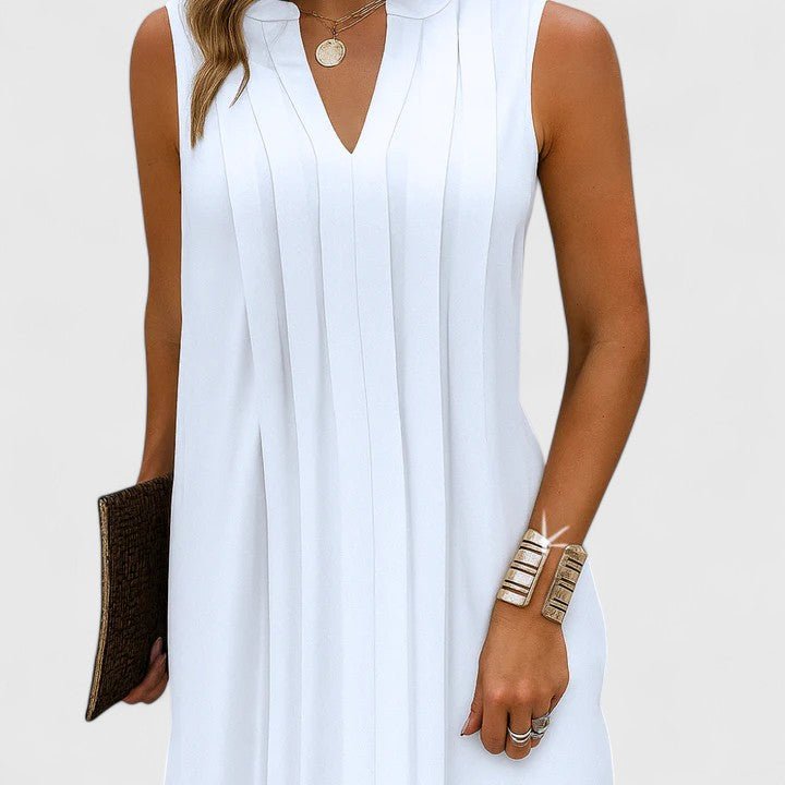 Robe midi sans manches à col en V pour femmes - Emilia Lane