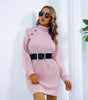 Robe Pull Courte Femme à Manches Longues et Coupe Ample avec Col Roulé - Emilia Lane