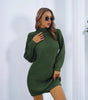 Robe Pull Courte Femme à Manches Longues et Coupe Ample avec Col Roulé - Emilia Lane