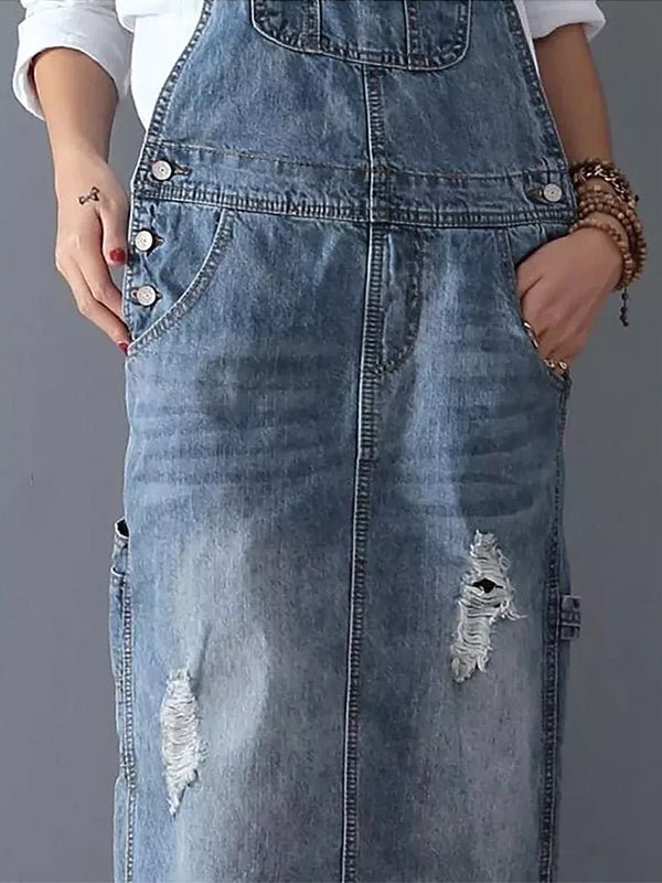 Robe Salopette en Jean Délavé pour Femmes - Emilia Lane