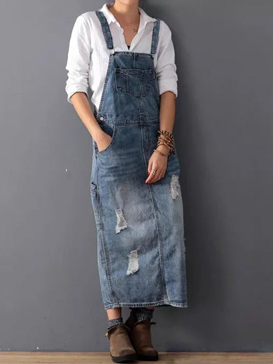 Robe Salopette en Jean Délavé pour Femmes - Emilia Lane