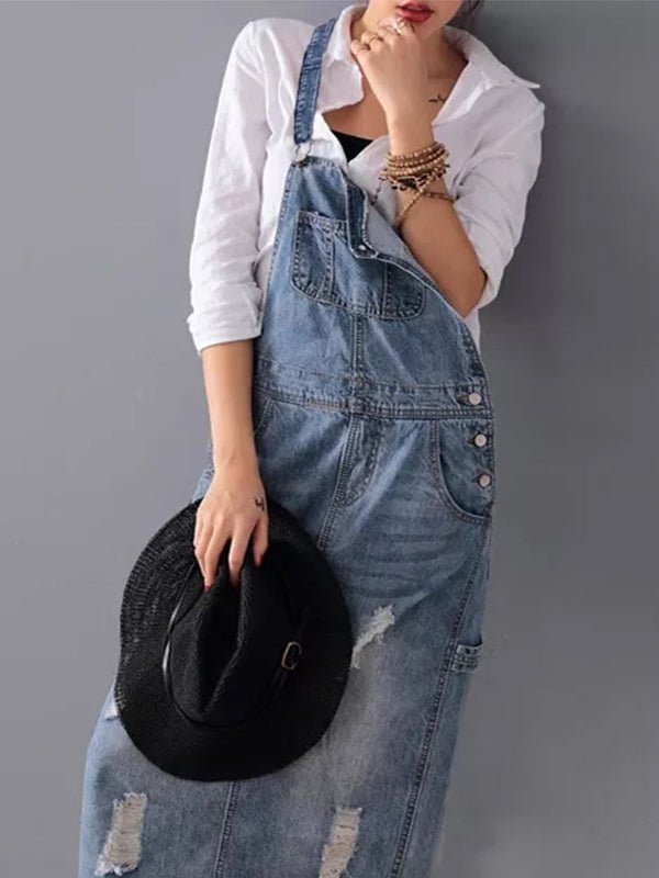Robe Salopette Longue en Jean pour Femmes - Emilia Lane