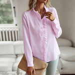 Long-sleeve high-neck blouse for women