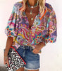 Printed Three-Quarter Sleeve Blouse for Women
