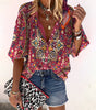 Printed Three-Quarter Sleeve Blouse for Women