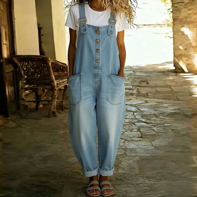 Salopette en Denim - Look avec Bretelles Réglables pour Femmes - Emilia Lane
