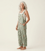 Salopette Femme Ample à Imprimé Floral Vert avec Bretelles Réglables et Poches - Emilia Lane